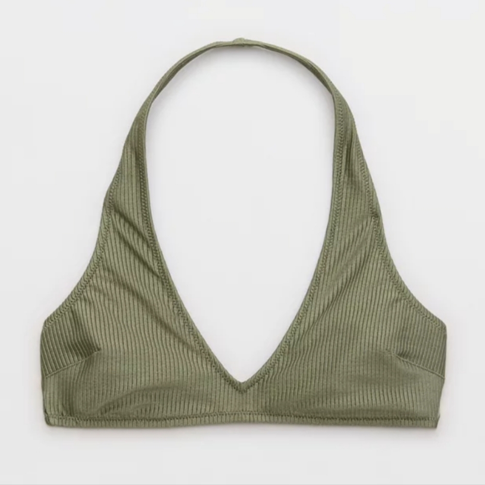 NWT Aerie Shine Rib Halter Bikini Top